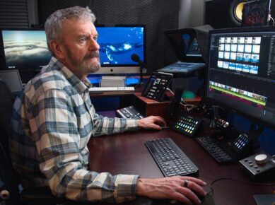 Alan MacPherson editing a project in RSO Media Edit Suite